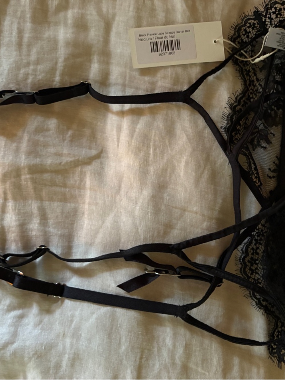 Fleur du Mal Black Lace Garter Harness